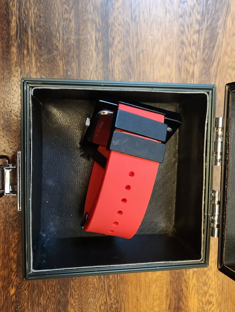 FLUD Turntable Square Wristwatch in Red & Black (RARE FIND)